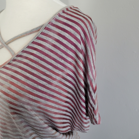 Lane Bryant Striped Dolman Sleeve Criss Cross V-neck Tee 22/24 NWOT - Picture 6 of 8